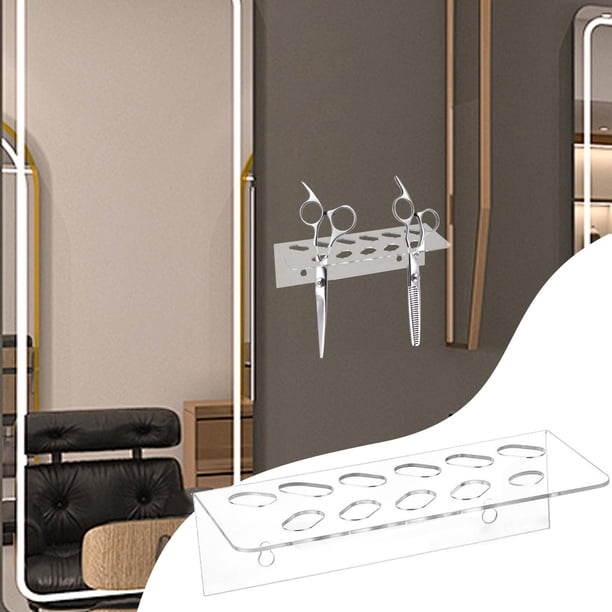 Soporte de pared para tijeras con 11 ranuras para estilistas, soporte acrílico para tijeras, ideal para peluquería y cuidado canino.