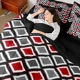 thumbnail image 4 of Castle Fairy Minimalist Checkered Twin Bedding Sets,Black Red Grey Bedding Comforter Set, 4 of 8