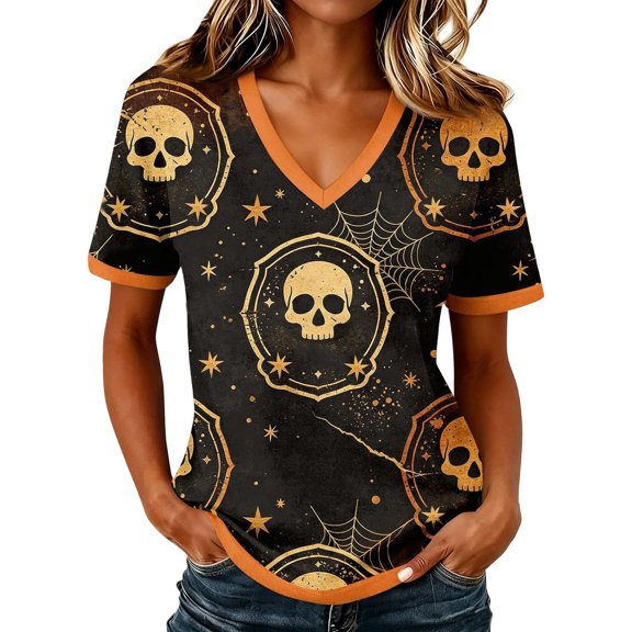 Yuhangmm Womens Halloween Shirt Cancer Shirts Women Halloween In October We Wear T Shirt with Awareness Message Black XXXL