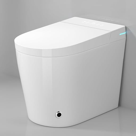 Winzo Compact Smart Toilet 10" Rough-in with Bidet For Small Bathroom, Auto Flush, LED Night Light,Heated Bidet with Warm Air Drying (White with White Panel)
