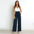 thumbnail image 3 of Ladies Workplace High Waist Straight Pants - Casual Versatile, Belted, Pocket Design, Comfortable Fabric, for Spring/Summer/Autumn, 3 of 7
