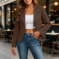 thumbnail image 2 of yeiolnoer Suit Jacket for Women Elegant Button Front Blazers Solid Color Long Sleeve Shirts for Business Office(Brown,Small), 2 of 7
