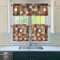 thumbnail image 3 of Rod Pocket Kitchen Curtain Set 3-Piece, 27.5x36 Inch Valance & Tier Drapes, Polyester Pongee Cafe Curtains for Living Room, Bathroom, Farmhouse Rustic Country Window Treatments., 3 of 6