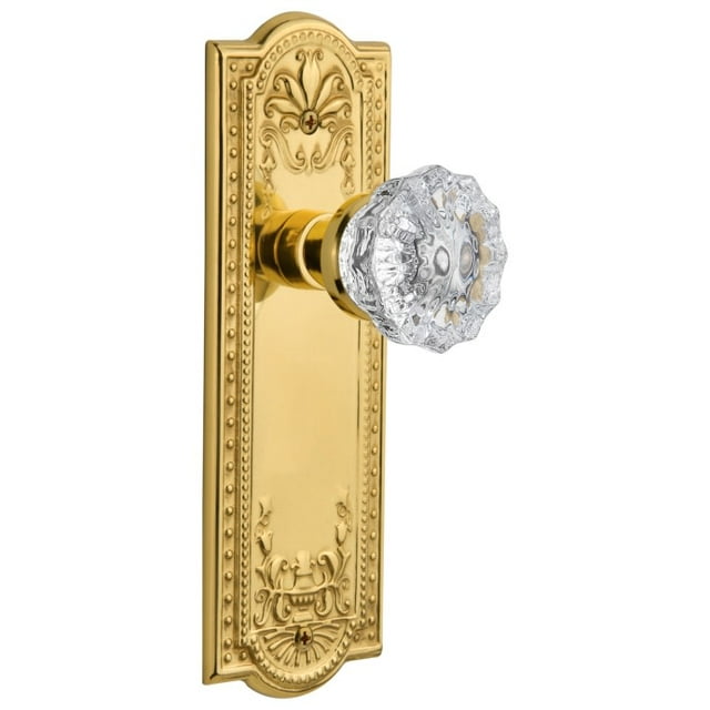 Nostalgic Warehouse Meadows Plate with Crystal Glass Knob, Passage - 2.75", Unlacquered Brass