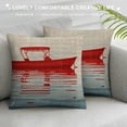 thumbnail image 3 of Qinduosi  Boat Throw Pillow Cover,Pontoon Boat Lake Beach Canopy Dock Watercraft Blue Brown Decorative Pillow Cases Linen Square Cushion Covers for Home Sofa Couch  inch, 3 of 5
