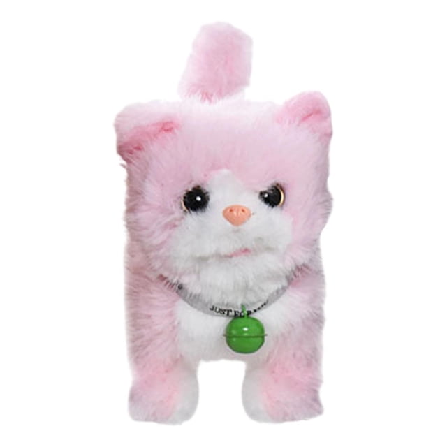 Juguete electrónico de simulación de gato que camina con función de cola de meneo suave con Rosa