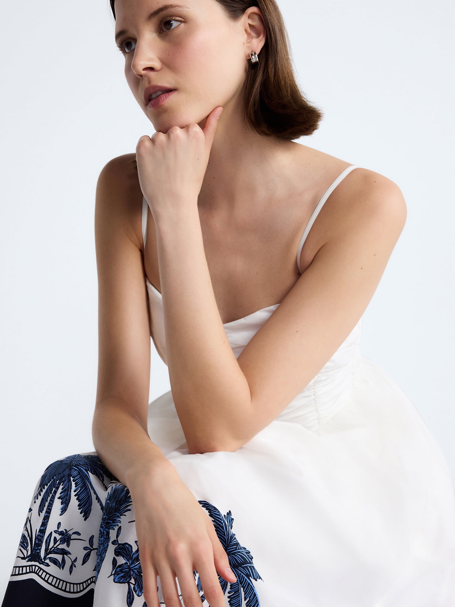 Free Assembly Women's and Women's Plus Sleeveless Ruched Cotton Midi Dress, Sizes XS-4X