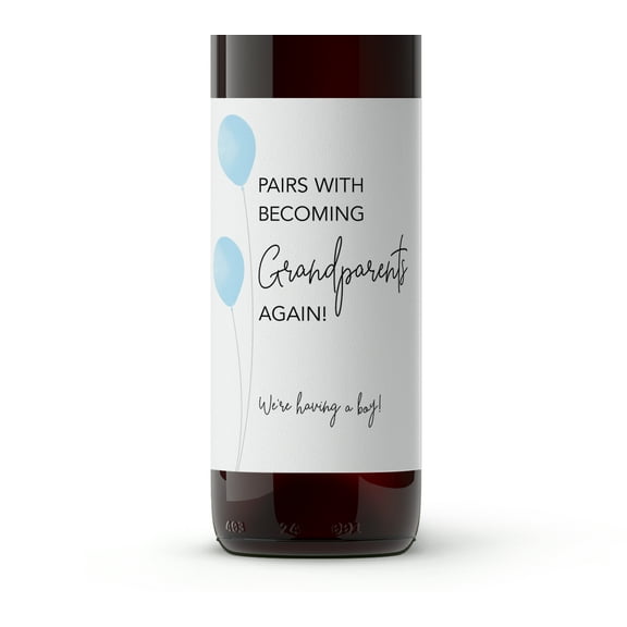 Pairs Well With Becoming Grandparents again Wine Labels ● SET of 4 ● Second Baby Announcement to Best Parents Label, Surprise Pregnancy Reveal Gift, Pregnant again sticker Alternative to Card A207-4PA