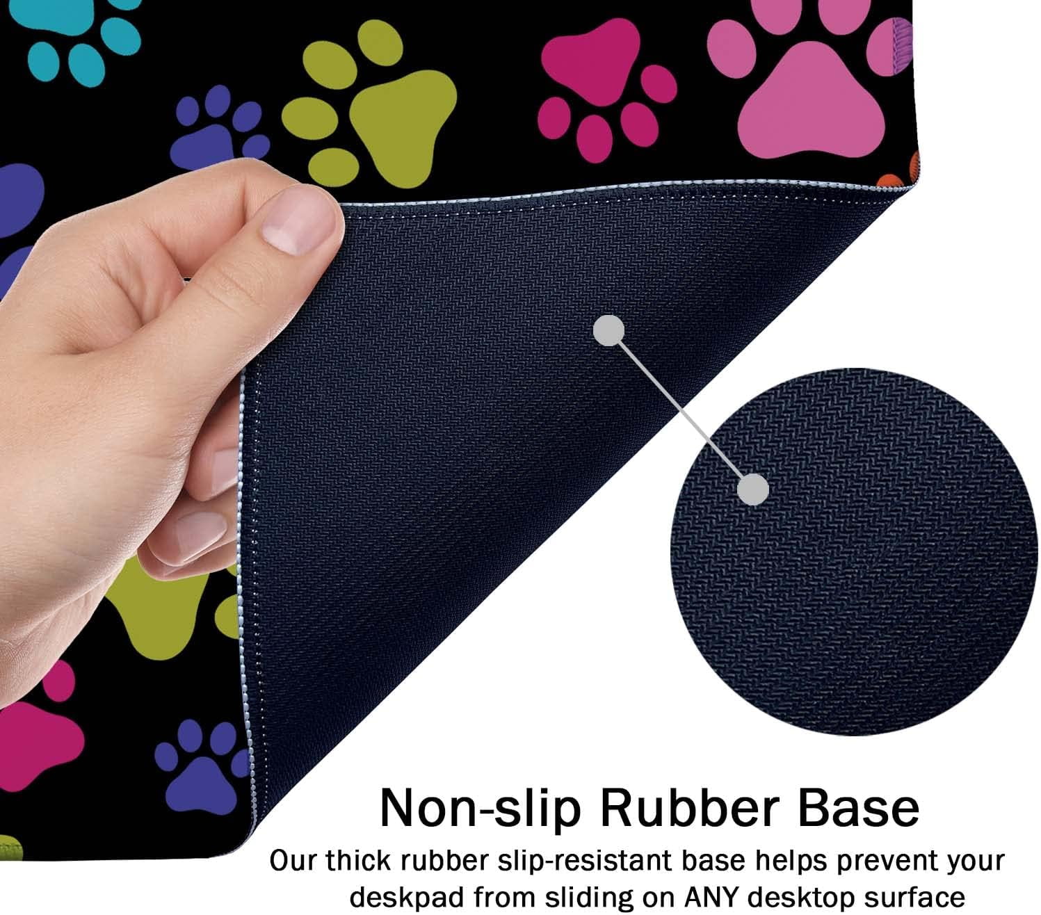 Large Mouse Pad, Full Desk XXL Extended Gaming Mouse Pad 35.5" X 15.7", Waterproof Desk Mat Stitched Edges, Non-Slip Laptop Computer Keyboard Mousepad for Office and Home, Dog Paws