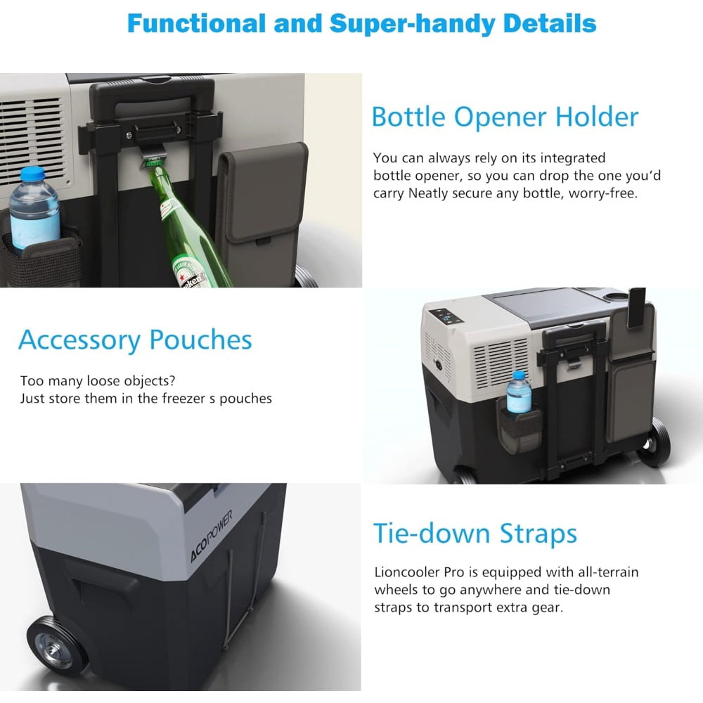 LiONCooler Pro 42Qts Car Freezer, Solar Cooler with APP Control and Strong Compressor, -4℉-68℉ Portable Refrigerator for Camping, Picnic, Fishing, Backyard BBQ (Battery Not Included)