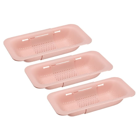 

Unique Bargains Collapsible Colander Kitchen Drain Strainer Extendable Basket Pink 36.2cm x 20cm x 7cm