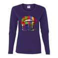 thumbnail image 2 of Wild Bobby, Colorful Painted Lip, Streetwear, Women Graphic Long Sleeve Tee, Purple, Large, 2 of 5