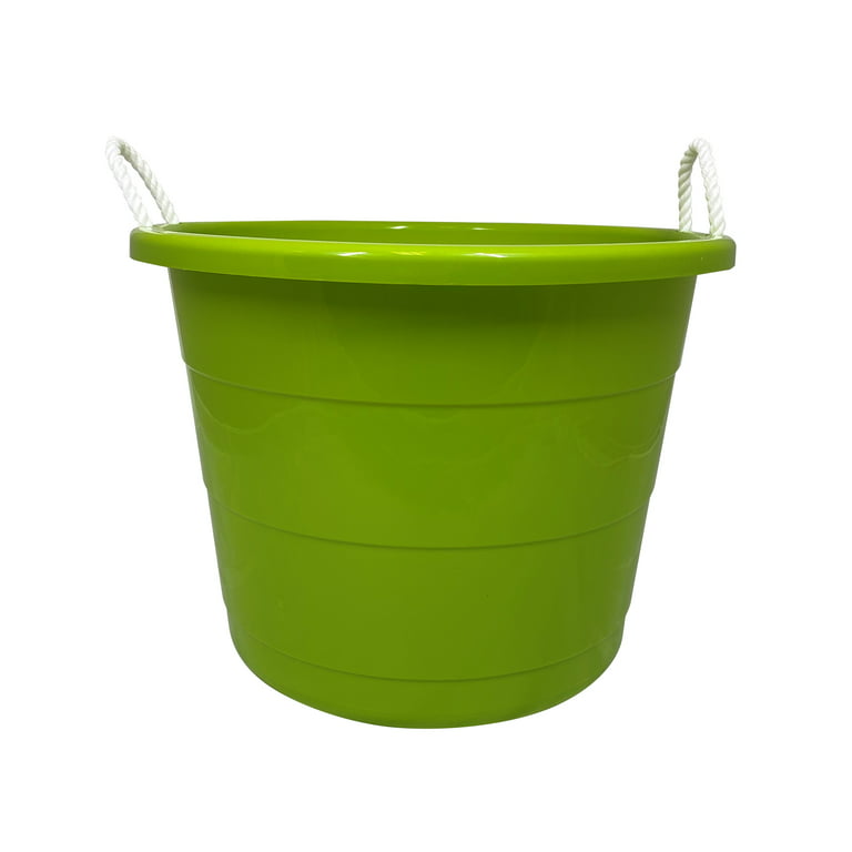Homz 18 Gal Plastic Utility Storage Bucket Tub w/ Rope Handles, Black, (2  Pack)