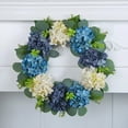 thumbnail image 4 of Hydrangea Wreath for Front Door, Flower Wreaths Floral Large 16" Blue White Hanging Spring Summer Wreaths Farmhouse Wreath, 4 of 7