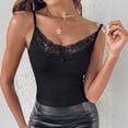 thumbnail image 4 of iHPH7 Camisoles for Women Lace Trim V Neck Tank Tops Ribbed Cami Spaghetti Strap Sleeveless Shirts Basic Undershirts Casual Slim Fit Summer Everyday Base Layer Black L, 4 of 8