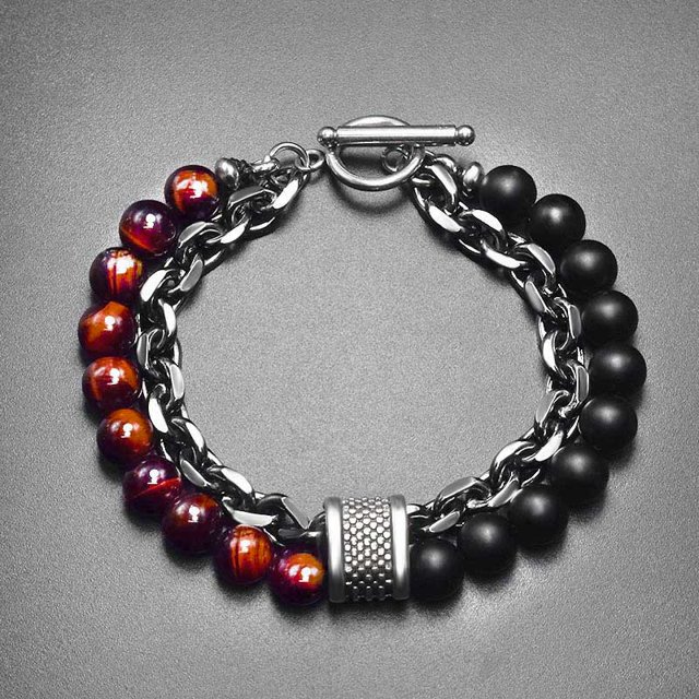 Pulsera de metal con cuentas para hombre, con mapa esmerilado de Europa y América, joyería