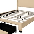 thumbnail image 5 of Queen Size Beige Bed With Corduroy Decoration And Wing Flair - No Box Spring, Cozy Velvet, Platform Enhancement Detail Luxury Strong Bedroom Facility, 5 of 6