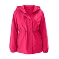 thumbnail image 5 of Jsaierl Women's Water Resistant Hooded Anorak Jacket Snap Button Drawstring Waist Windproof Lightweight Outdoor Rain Coat, 5 of 7