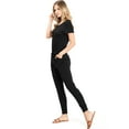 thumbnail image 2 of Pink Ice Women's Juniors Stretchy Short Sleeve Slim Fit Jumpsuit USA Made (Black, L), 2 of 4