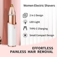 thumbnail image 4 of Kroaya 2-in-1 Women’s Electric Shaver & Eyebrow Trimmer, Rechargeable Face and Body Hair Remover for Lips, Arms, Peach Fuzz, 4 of 9