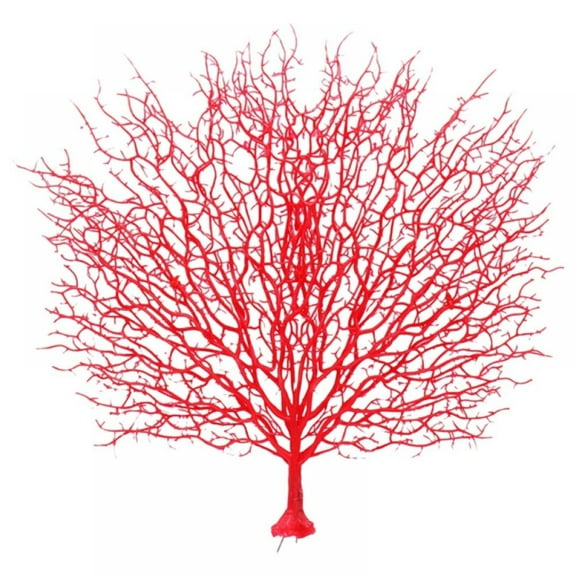 1Pc Aquarium Sea Coral Ornament Plastic Artificial Sea Fan Coral Fish Tank Decoration Underwater Sea Plant Layout Landscape for Home Decor Valentine's Day Ornament,19.7x18in
