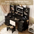 thumbnail image 2 of 47 Inch Large Vanity Desk with Lighted Mirror & Charging Station, LED Makeup Vanity Table Set with 7 Drawers & Hidden Storage Stool & Hair Dryer Holder, 2 of 10