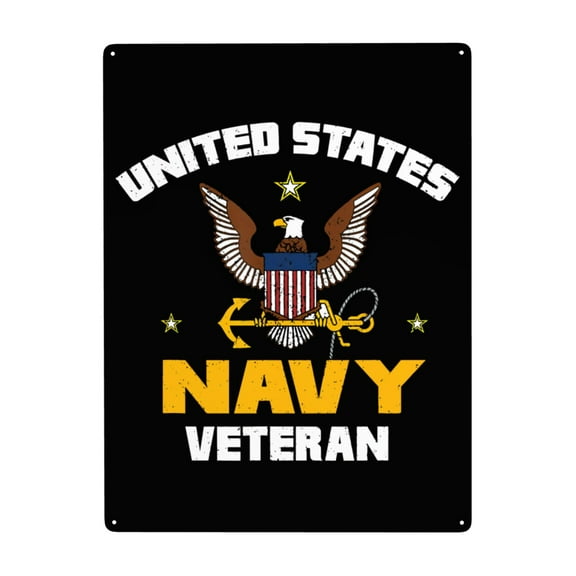Navy Veteran Metal Sign Decor Tin Hanging Picture Wall Decoration 12x16 Inches