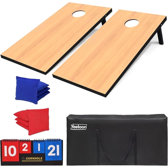 4x2Ft Regulation Premium Cornhole Set w/8 Bean Bags & Carry Case, Outdoor Family Lawn Beach Bean Toss Game