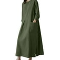 thumbnail image 3 of ZANZEA Women 3/4 Sleeved O-Neck Solid Colors Maxi Dress Baggy Kaftan Dresses, 3 of 4