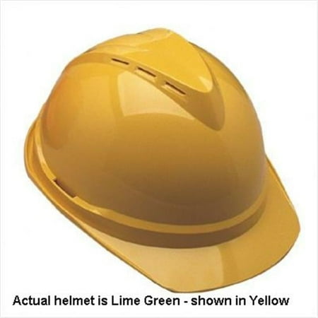 MSA 454-10035213 V-Gard Vented Hv. Lime Green Hd Cap 6 Pt Susp.