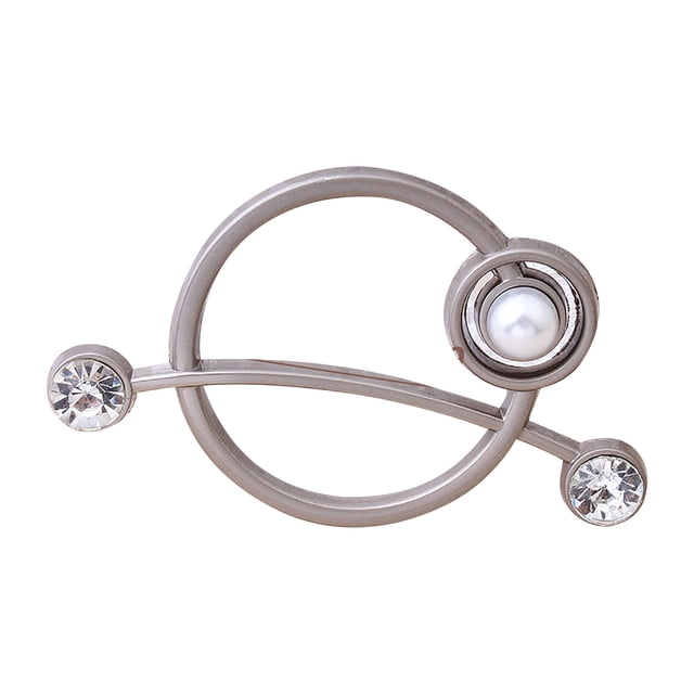 Vintage Alloy Scarf Buckle Clip for Silk Scarves and Shirts - Rhinestone & Pearl Decorative Button