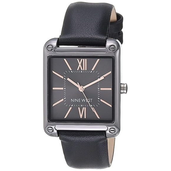 Nine West Reloj De Vestir De Cuarzo Japonés Para Mujer Con Correa De Piel Sintética Negro 18 (Modelo: Nw/2117Gybk)