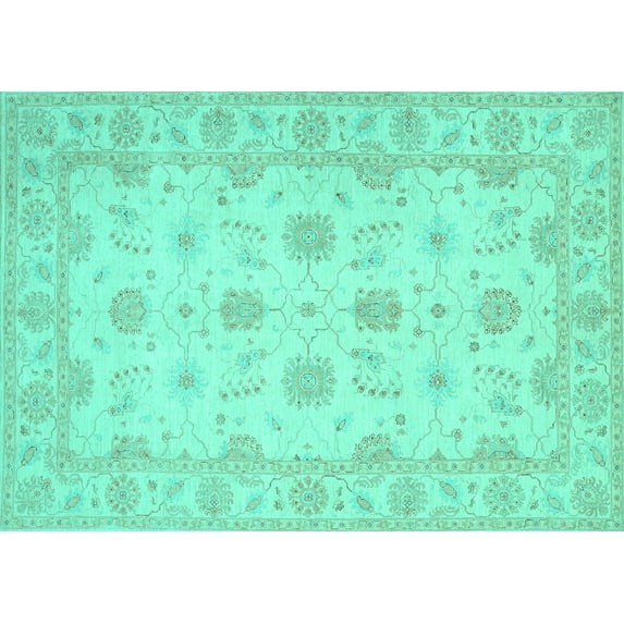 Ahgly Company Indoor Rectangle Oriental Turquoise Blue Traditional Area Rugs, 2' x 3'