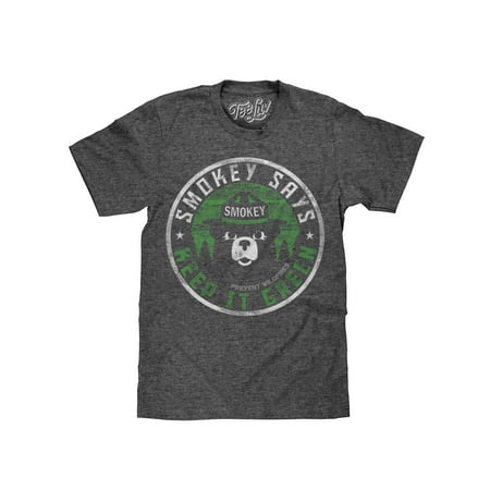 - Tee Luv Smokey Bear Keep It Green Distressed T-Shirt (Onyx Snow Heather)