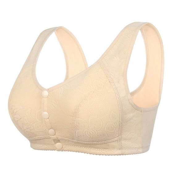 WTOBBY Women's Sleep Bra - Wire-Free Vest Style with Front Buckle Closure for Soft Gathering Support, Perfect for Nighttime and Lounging Comfort Underwear,Beige 36