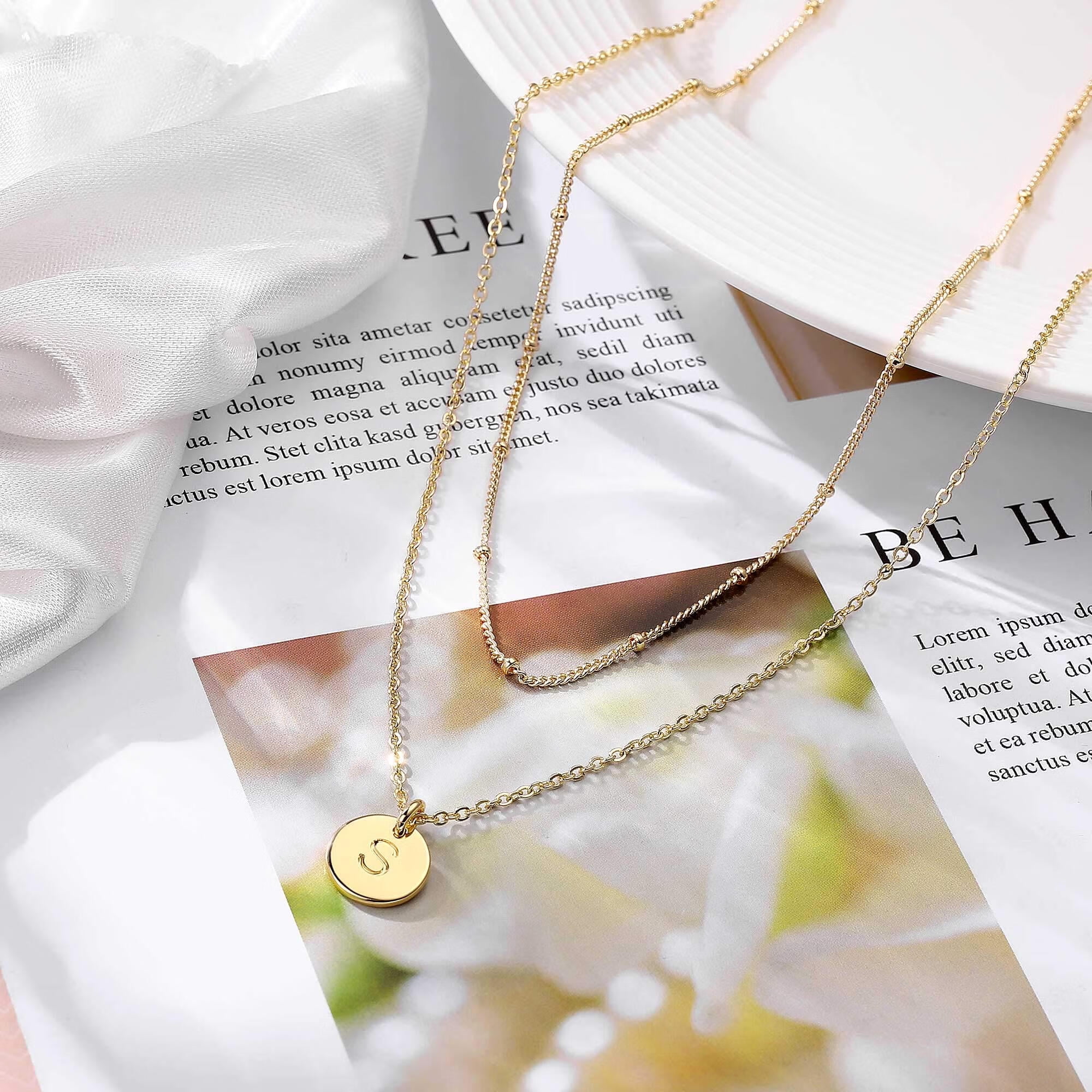 Silver,Gold,Rose Gold Layered Necklaces // Personalized Disk Necklaces // Layering  Necklaces // Set of