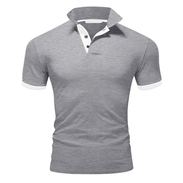 PEASKJP Men's Regular-Fit Polo Shirt Long Sleeve Golf Shirts Lightweight  UPF 50+ Sun Protection Cool Shirts for Men Work Fishing Outdoor,Grey XXXL