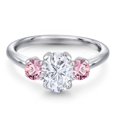 thumbnail image 3 of Gem Stone King 925 Sterling Silver Pink Lab Grown Diamond Ring Set with Moissanite (2.00 Cttw), 3 of 7