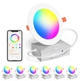 thumbnail image 1 of Smart Recessed Pot Lights LED 4 Inch, Bluetooth RGBCW Color Changing Recessed Lighting, Compatible with Alexa, 2700k-6000k Dimmable 1080LM Canless Do, 1 of 9