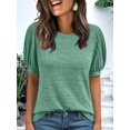 thumbnail image 4 of Women'S Tops Sweater Long Tunic Dressy Casual Blouses Business Cute Trendy Short Sleeve Shirt Green L, 4 of 9