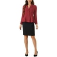 thumbnail image 2 of Blazer de trabajo peplum con cinturón de manga larga y solapa de muesca para mujer INSPIRE CHIC en rojo profundo, 2 of 5