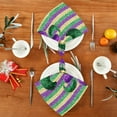 thumbnail image 4 of GZHJMY Mardi Gras Glitter Purple Green Yellow Stripes Cloth Napkin Fat Tuesday Kitchen Dining Table Collection Festive Holiday Seasonal Fun Housewarming Carnival Gift 4 Pack 20" × 20", 4 of 6
