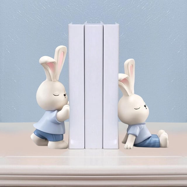 Lindo Rabbits Libro Finals Decorativo Soporte de libros decorativos Estatuas de animales Centerpiece Centerpiece Modern Osnament Bookshelf Decoración