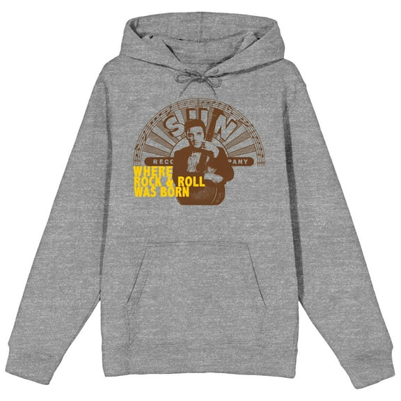Sun Records Elvis Presley Where Rock And Roll Was Born Adult Heather Gray Hoodie-Small