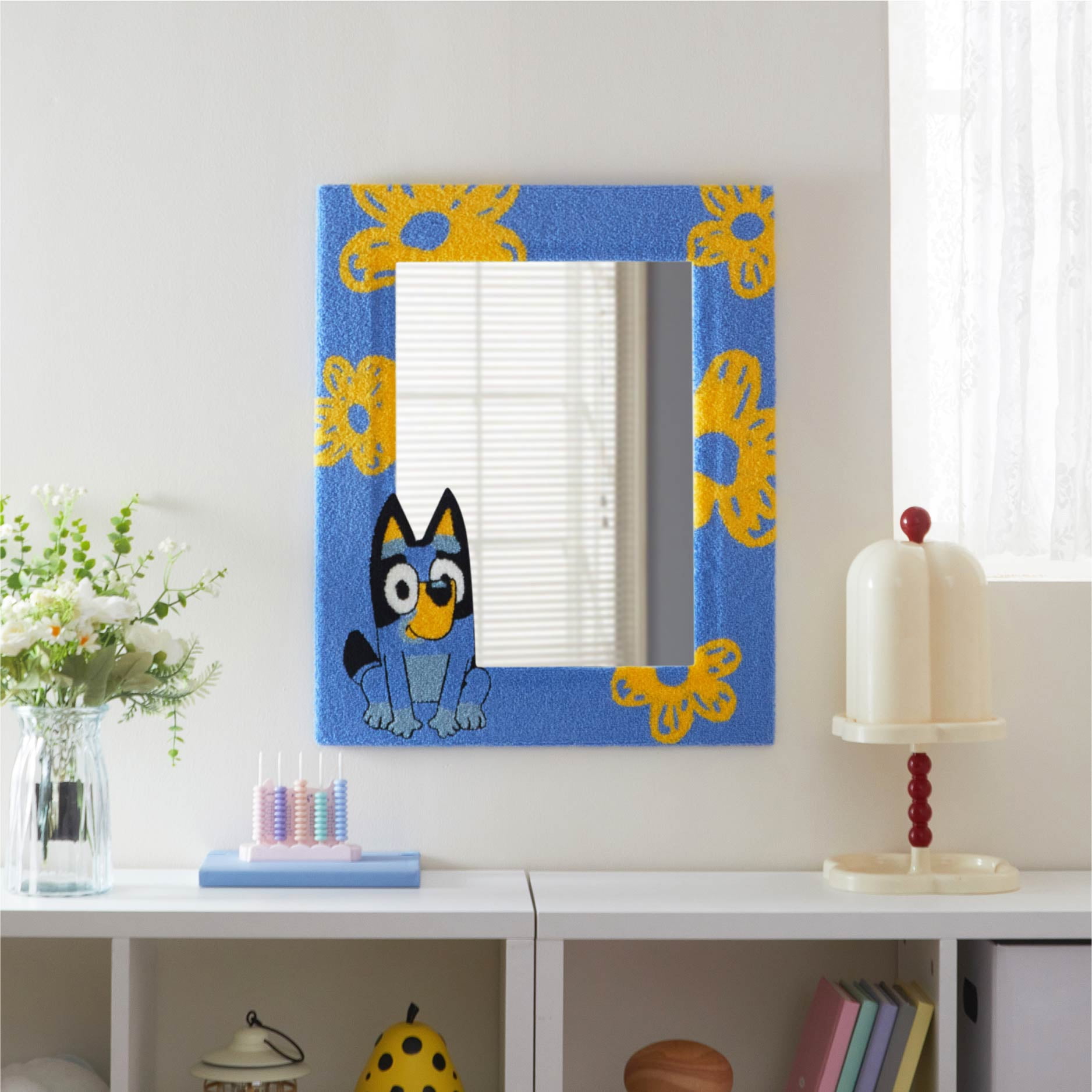 Bluey Wall Mirror, Tufted Design, 18" x 22", for Kids and Teens