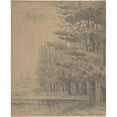 thumbnail image 2 of Théodore Rousseau 15x18 Black Ornate Wood Framed Double Matted Museum Art Print Titled - Landscape (A Grove of Trees Standing Near a River) (1828-67), 2 of 5