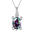 thumbnail image 1 of Juwaliy Turtle Collar Arco Iris Místico Topacio Collares 925 Sterling Silver Dije Joyería de Cristal Mujeres Hija Esposa Madre Navidad Regalos de Cumpleaños para Ella, 1 of 8