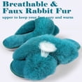 thumbnail image 6 of ELElax Women's Cross Band Slippers Fuzzy Soft House Slippers Plush Furry Warm Cozy Open Toe Fluffy Home Shoes Comfy Indoor Outdoor Slip On Breathableï¼ Green, 6 of 7