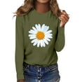 thumbnail image 3 of Outfmvch essentials hoodie hoodies for women Ladies Summer Autumn Sunflower Print Long Sleeve T Shirt womens hoodies Green M, 3 of 4
