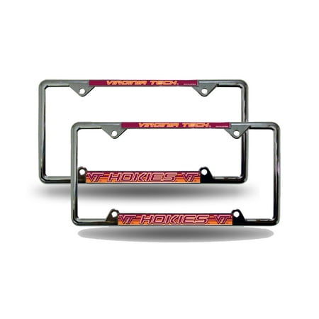 Virginia Tech Hokies Metal - Virginia Tech Hokies NCAA EZ View Chrome Metal (2) License Plate Frame Set